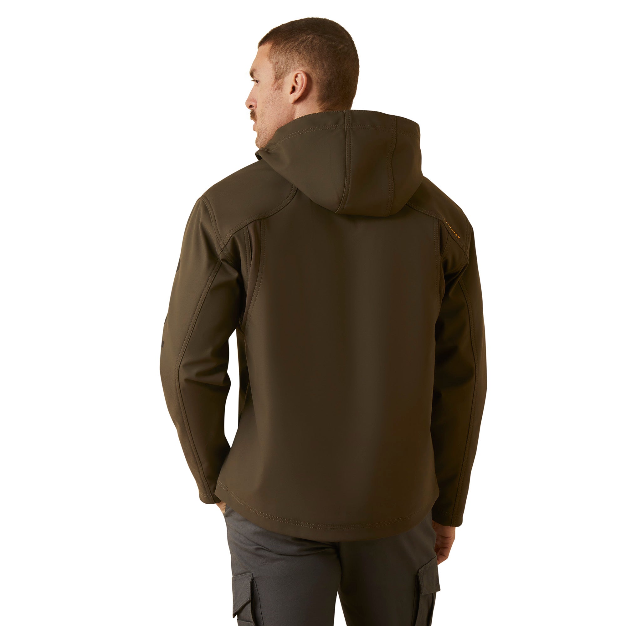 Rebar Stretch Canvas Softshell Hooded Logo Jacket - Image 2