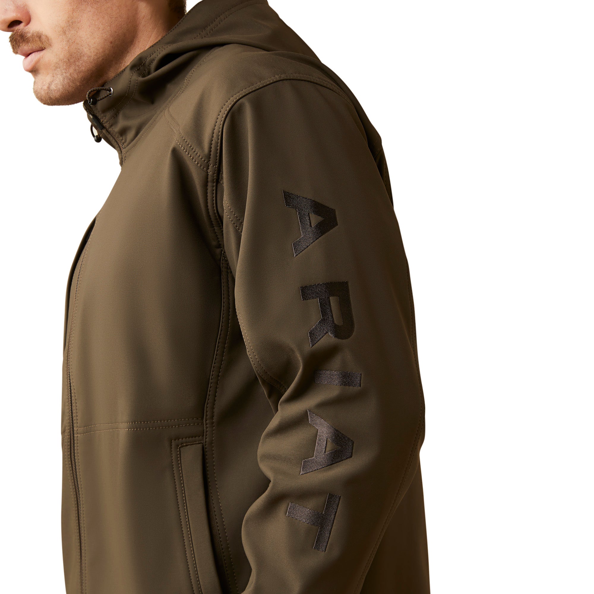 Rebar Stretch Canvas Softshell Hooded Logo Jacket - Image 3