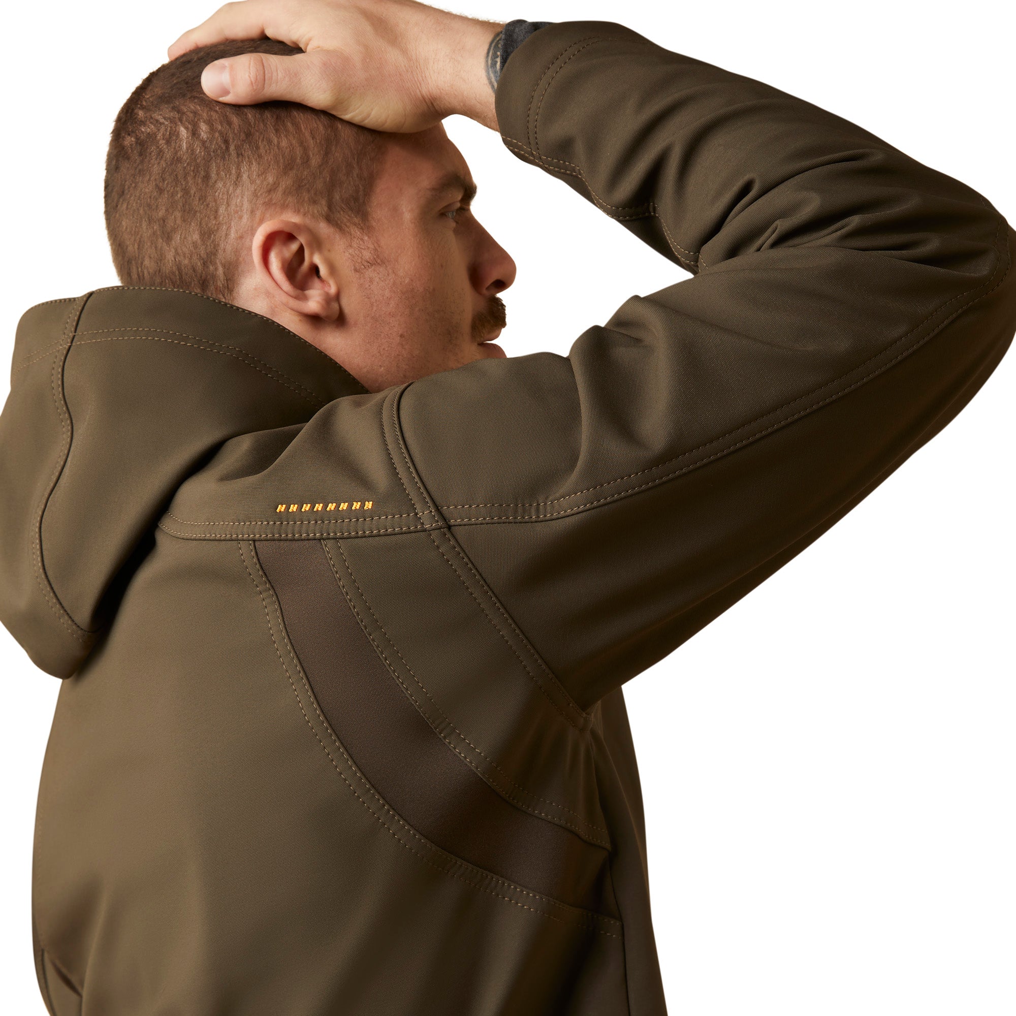 Rebar Stretch Canvas Softshell Hooded Logo Jacket - Image 4