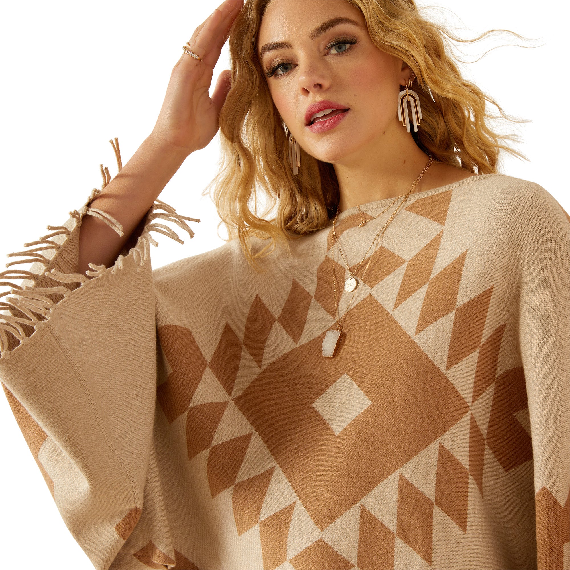 Sunset Chic Sweater Poncho - Image 4