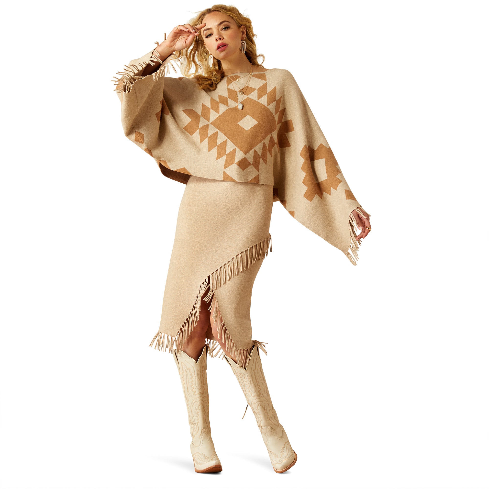 Sunset Chic Sweater Poncho - Image 3